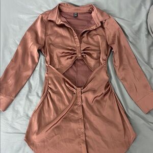 Rust Button-Down Cutout Dress